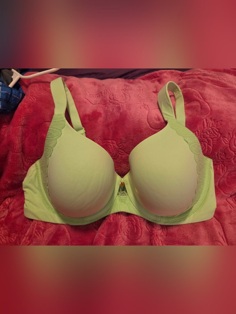 Ambrielle Mint Green Smooth T-Shirt Bra with Lace Trim